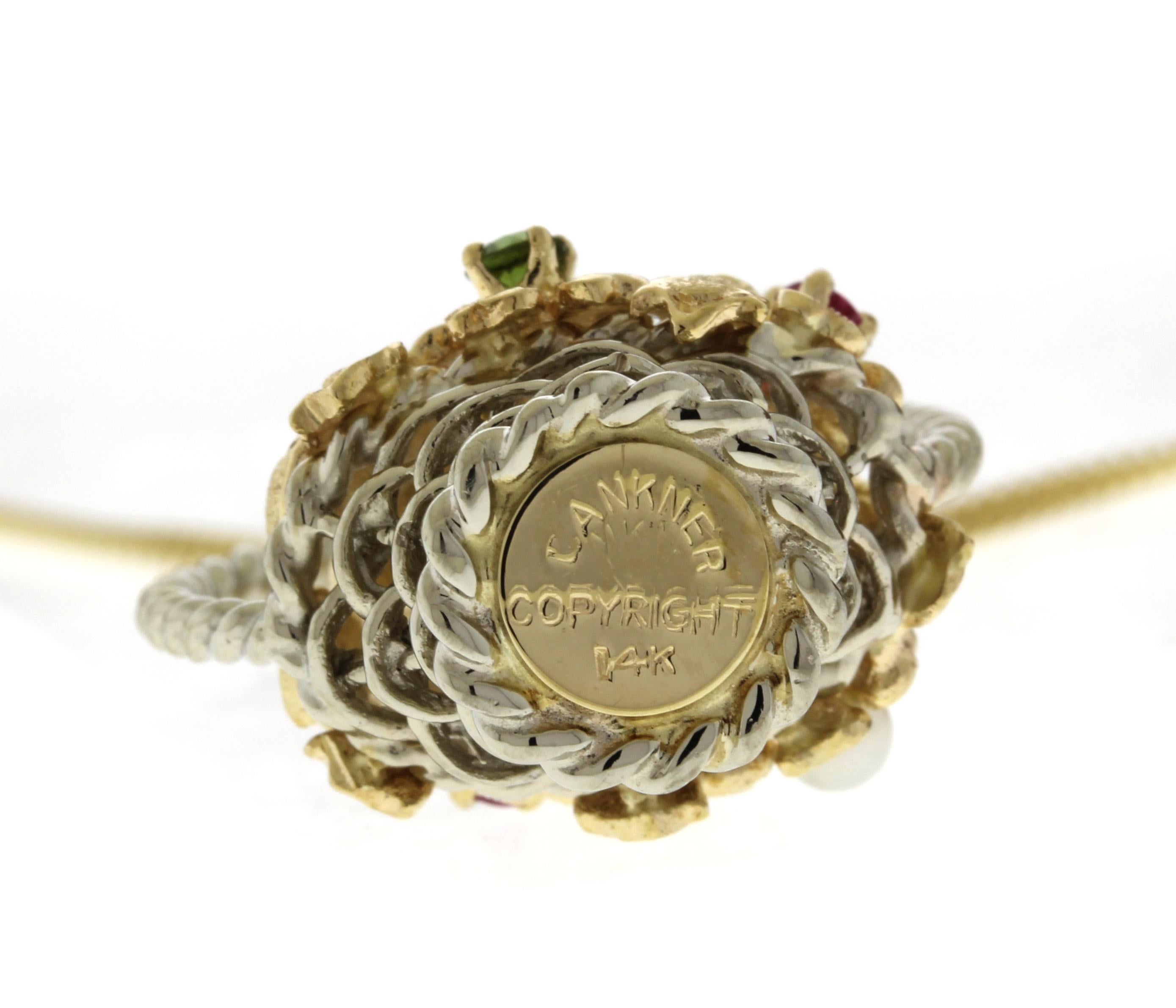 Taglio brillante Ciondolo a forma di cestino Henry Dankner 14kt in vendita