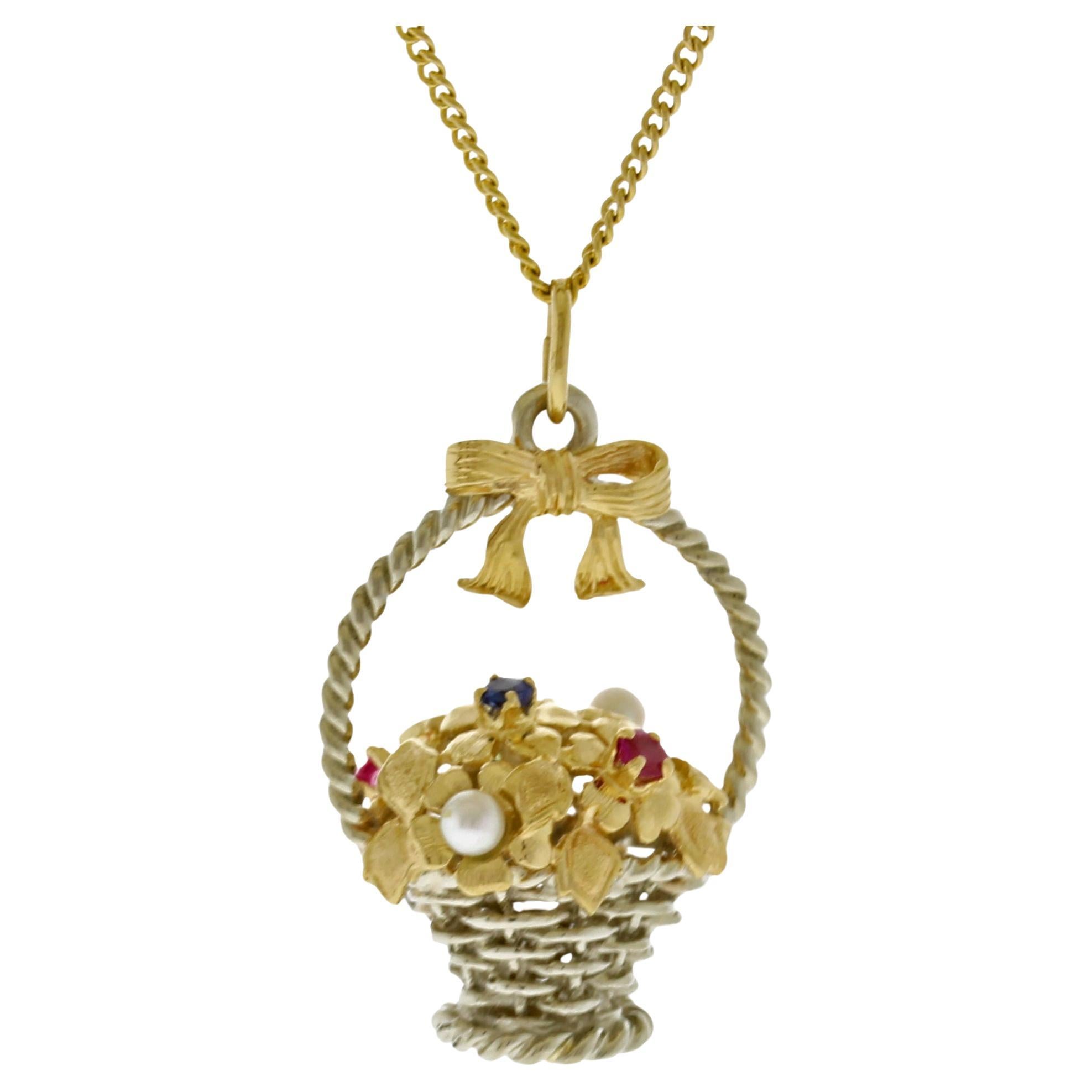 Henry Dankner 14kt Basket Pendant