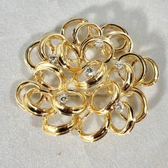 Henry Dankner and Sons Vintage 14 Karat Gold and Round Diamond Modern Brooch