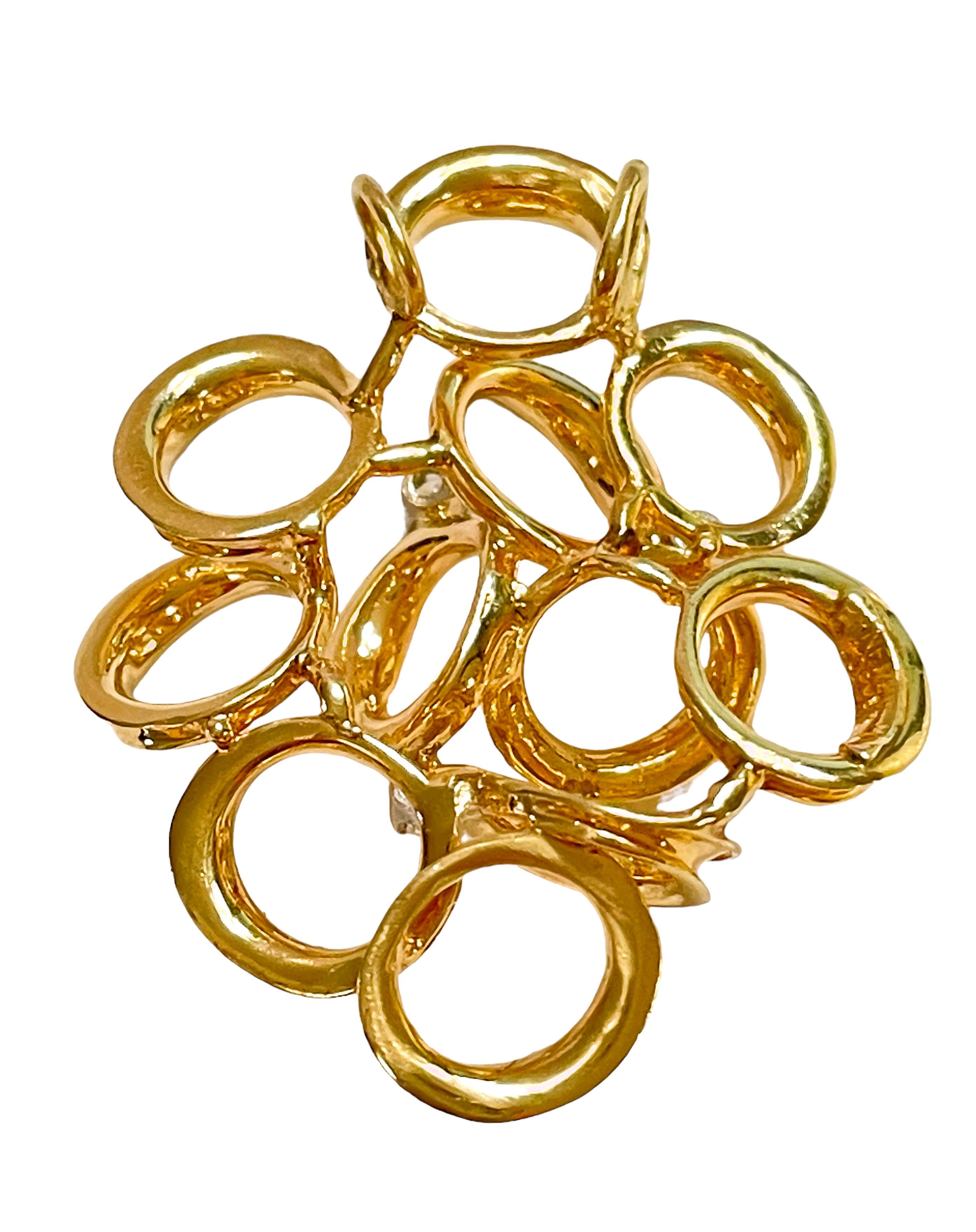 Henry Dankner & Sons 14k Yellow Gold and Diamond Modern Pendant with Appraisal 2