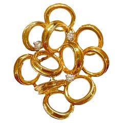 Henry Dankner & Sons 14k Yellow Gold and Diamond Modern Pendant with Appraisal