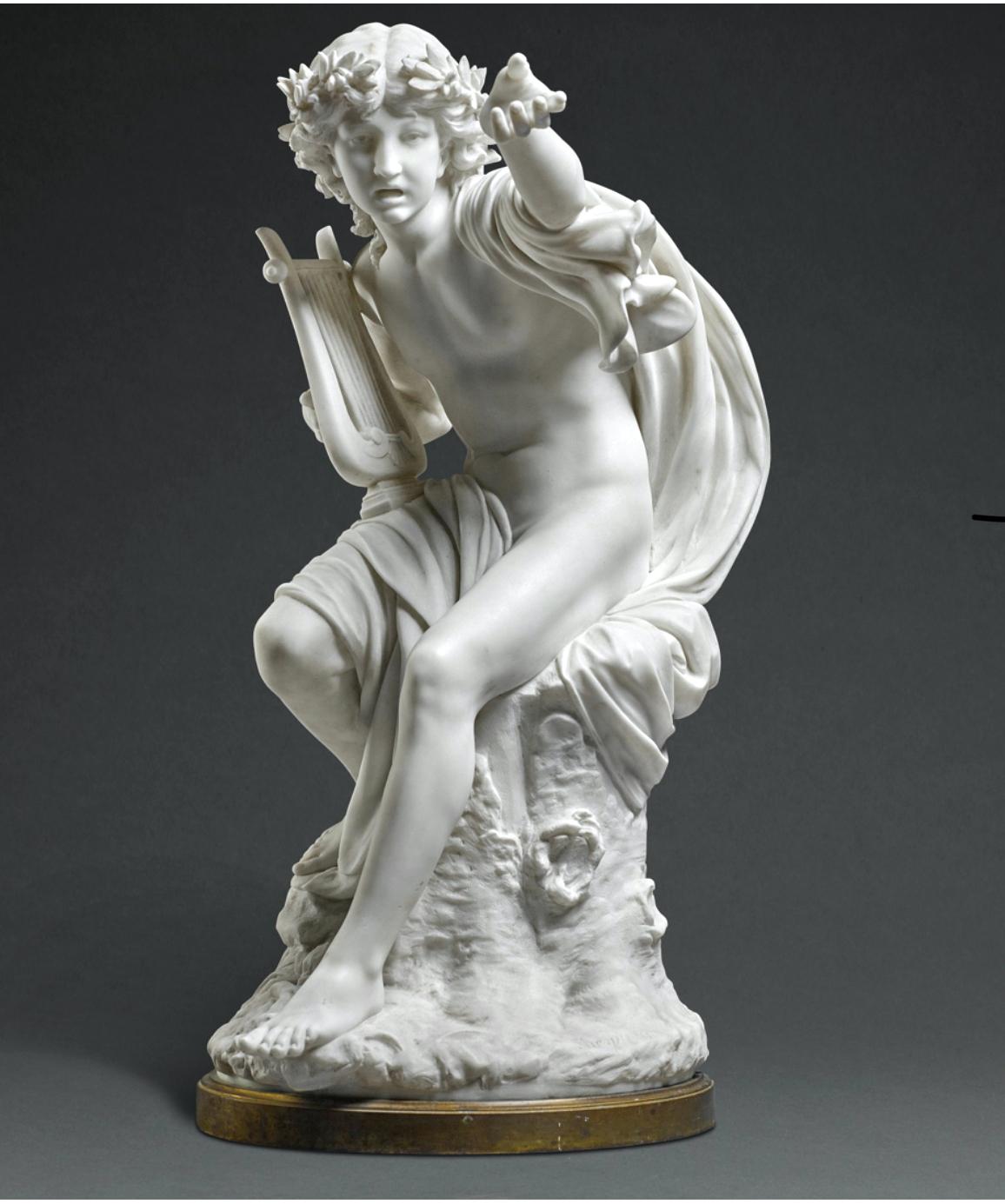 Neoklassizistische Skulptur aus weißem Marmor, ORPHEUS, 19. Jahrhundert  (Akademisch), Sculpture, von Henry Dasson 