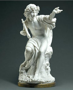 Used ORPHEUS Neoclassical White Marble Sculpture 19' Century 