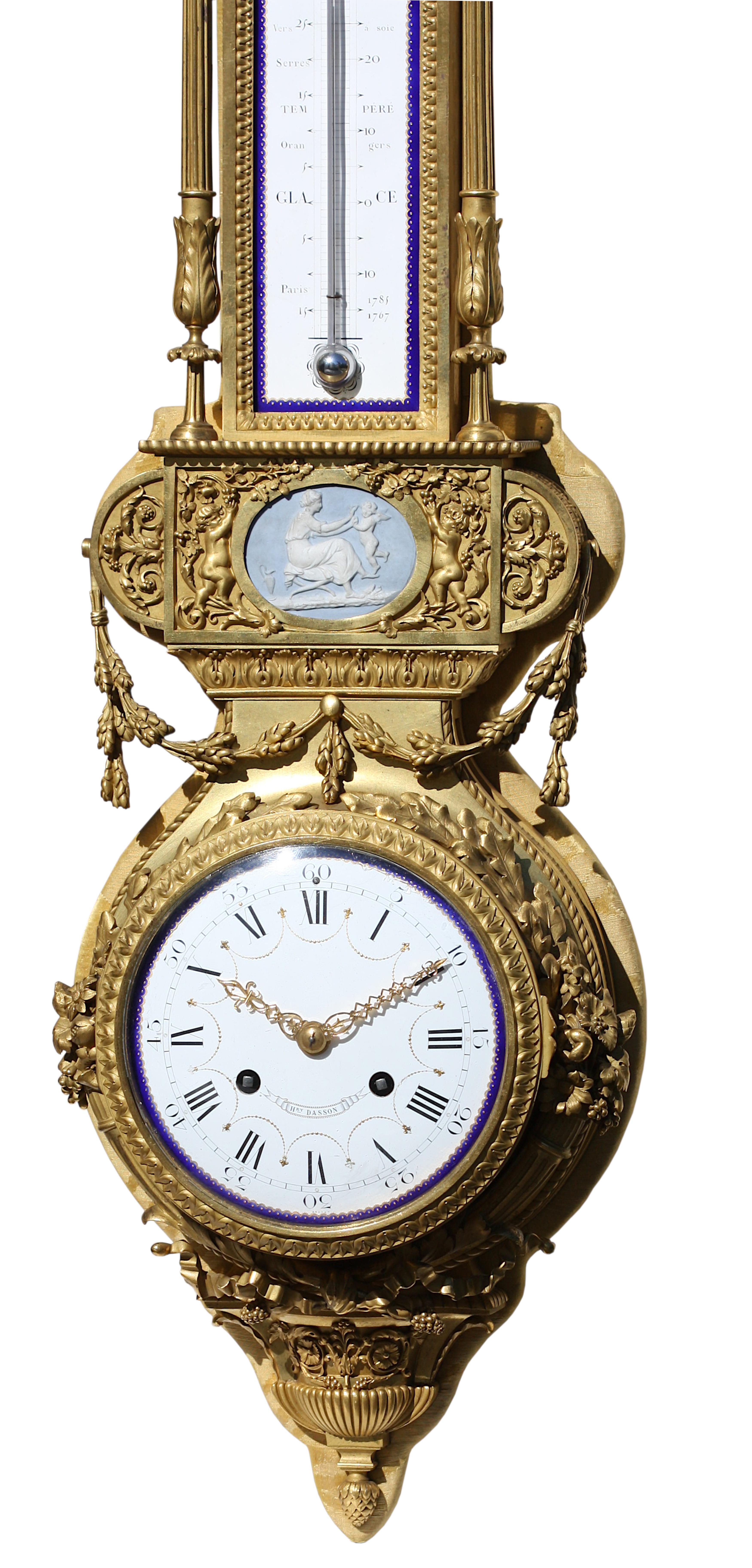 Uhr 1825-1896 von Henry Dasson mit passendem Barometer im Angebot 2