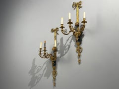 Henry Dasson Attr., Louis XVI, appliques murales, bronze, France, années 1860