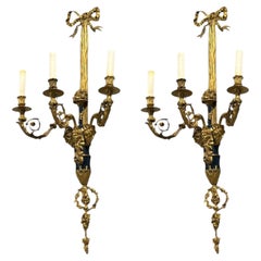 Henry Dasson Attr., Louis XVI, appliques murales, bronze, France, années 1860