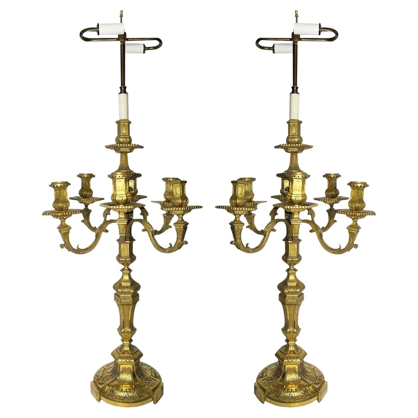 Henry Dasson Candelabros como lámparas en venta