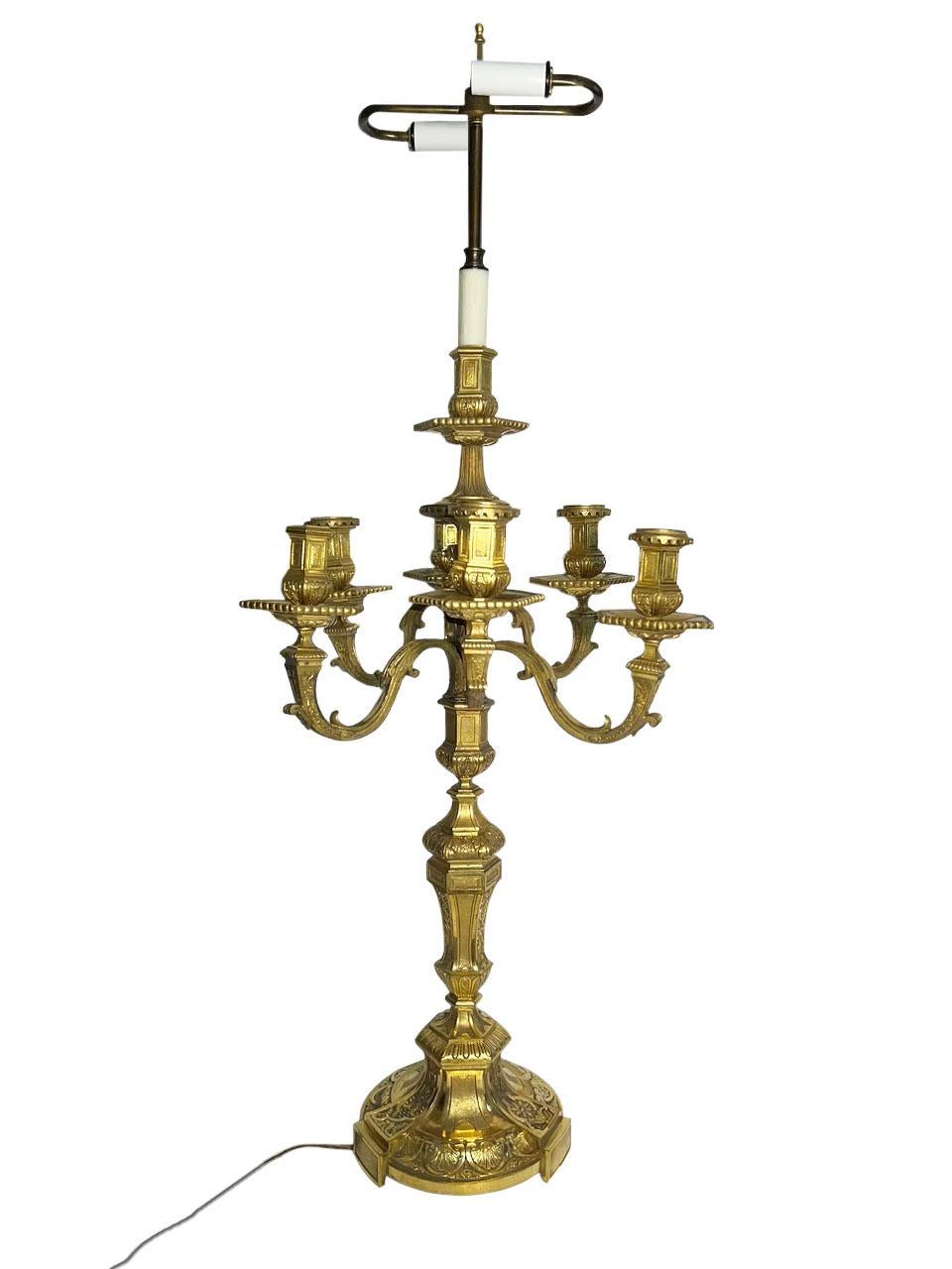 French Henry Dasson Candelabras as Lamps  For Sale