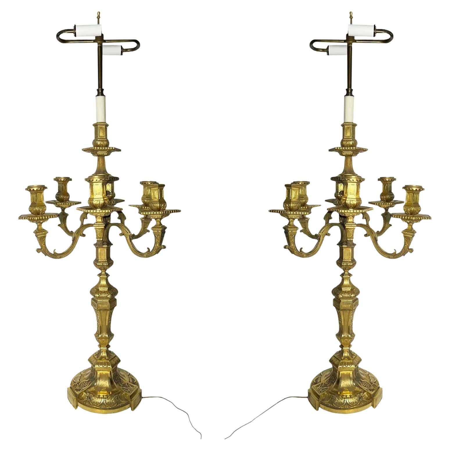 Henry Dasson Candelabras as Lamps  For Sale 7