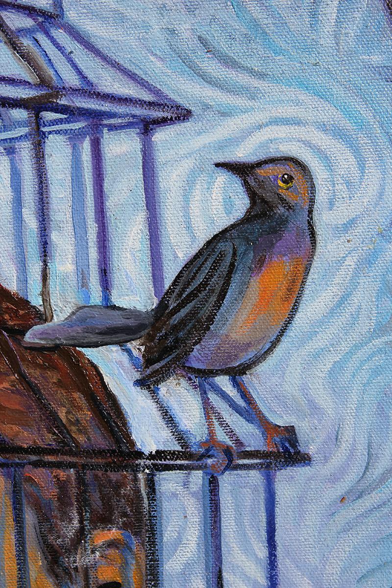 painted bird cage