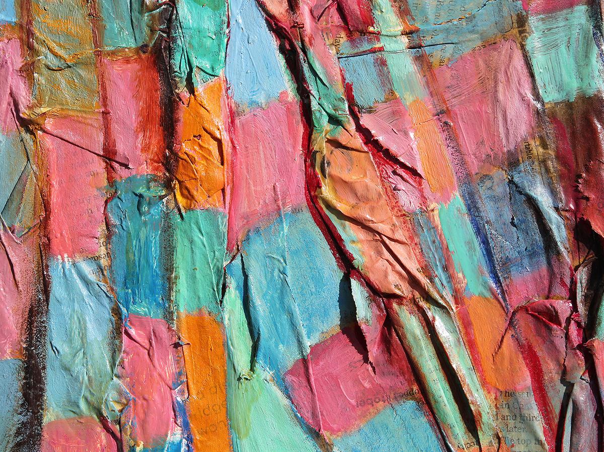 Pittura astratta geometrica a tecnica mista colorata 