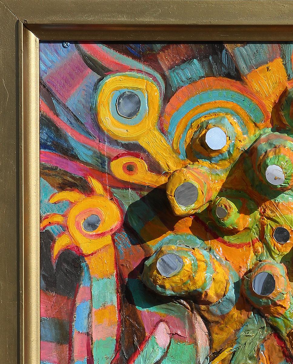 Pittura astratta geometrica a tecnica mista colorata 