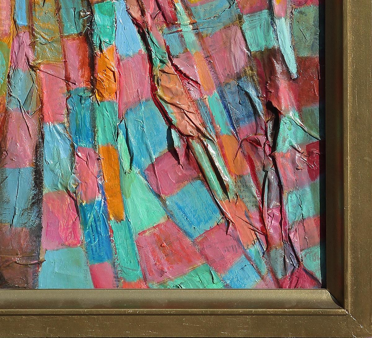 Pittura astratta geometrica a tecnica mista colorata 