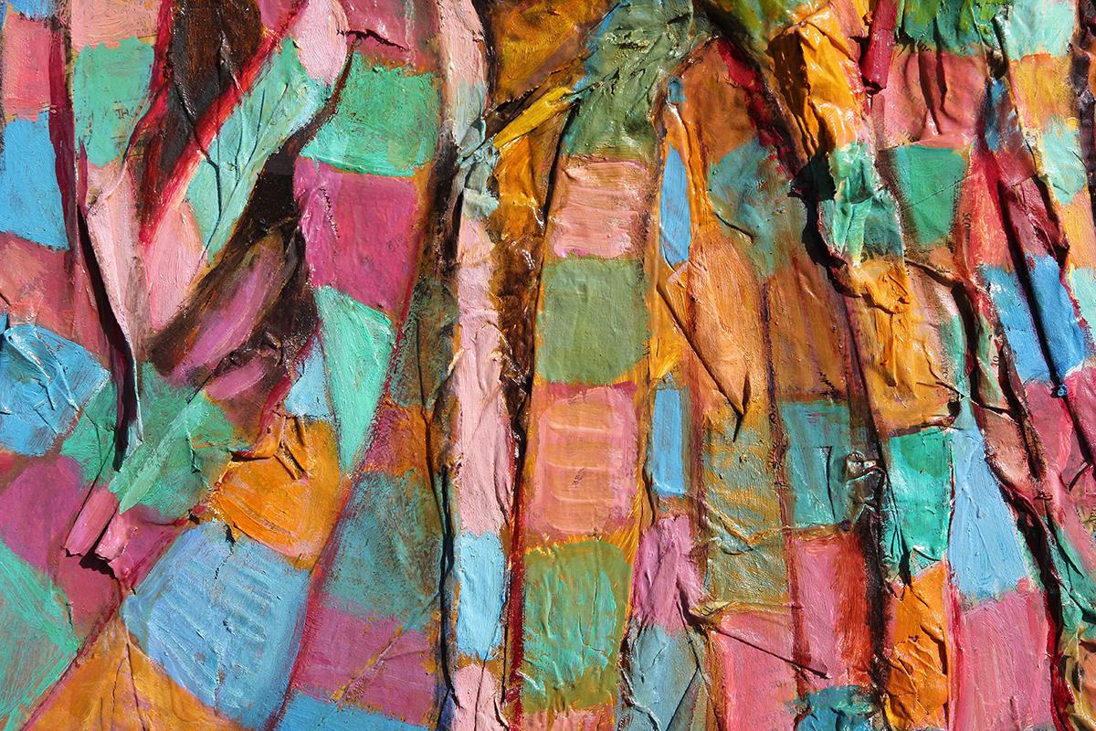 Pittura astratta geometrica a tecnica mista colorata 