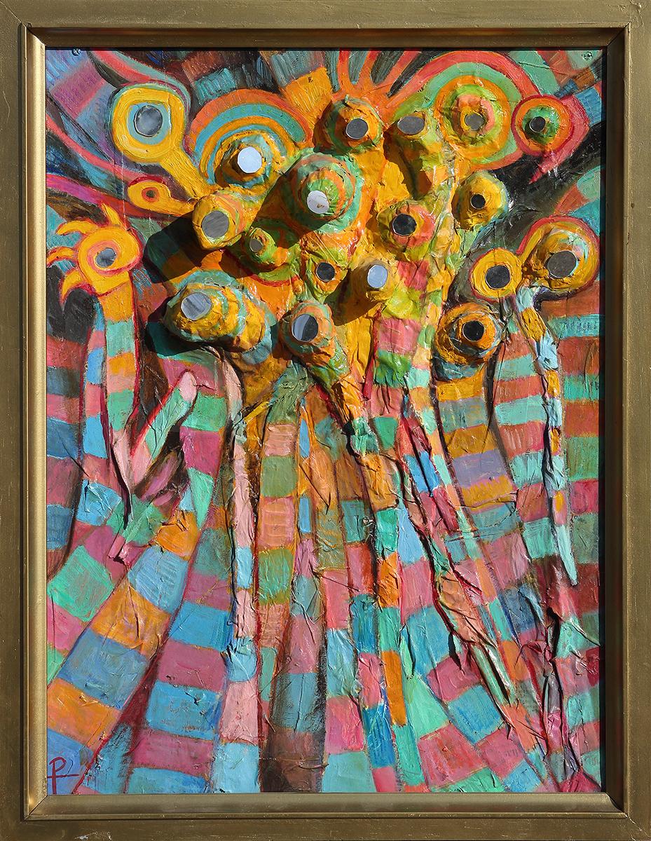 Abstract Painting di Henry David Potwin - Pittura astratta geometrica a tecnica mista colorata "Diversi punti di vista".