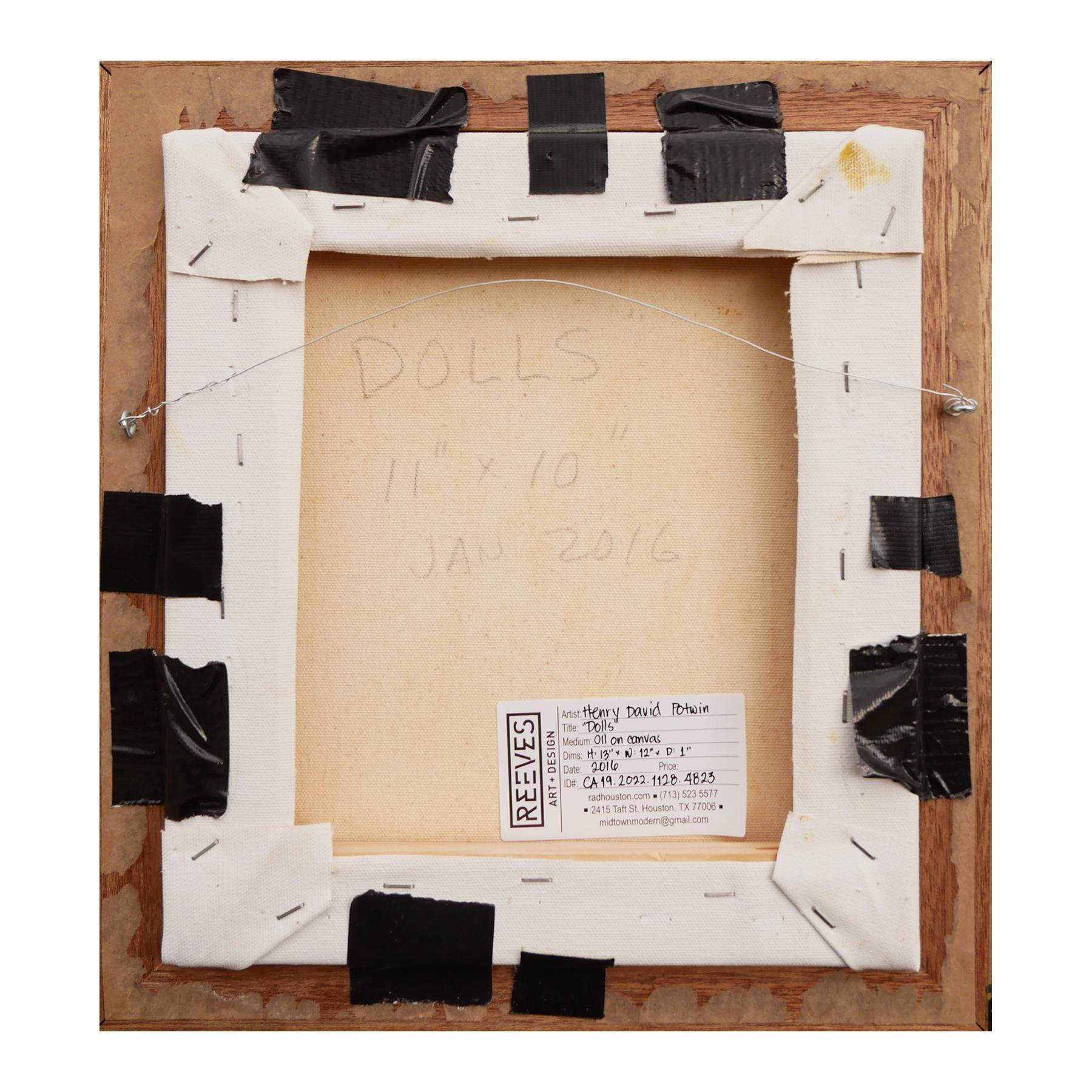 Zeitgenössisches gelb getöntes surrealistisches Porträtgemälde eines jungen Mädchens, „Dolls“ im Angebot 15