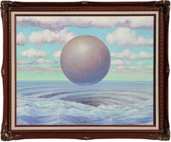 "Event" Surreal Pastel Blue and Purple Toned Seascape with a Floating Sphere 