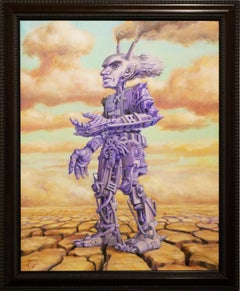 "Junkman" Pastel Contemporary Biomechanical Surrealist Desert Painting