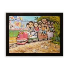 "La Bestia" Contemporary Surrealist Border Train Commentary Painting