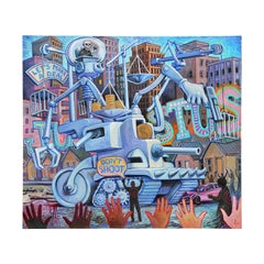 “Shakedown” Soft Hued Contemporary Surrealistic Figurative Painting
