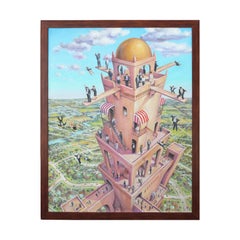 "Tower of Babbit” Pastel Contemporary Surrealist Landscape Painting