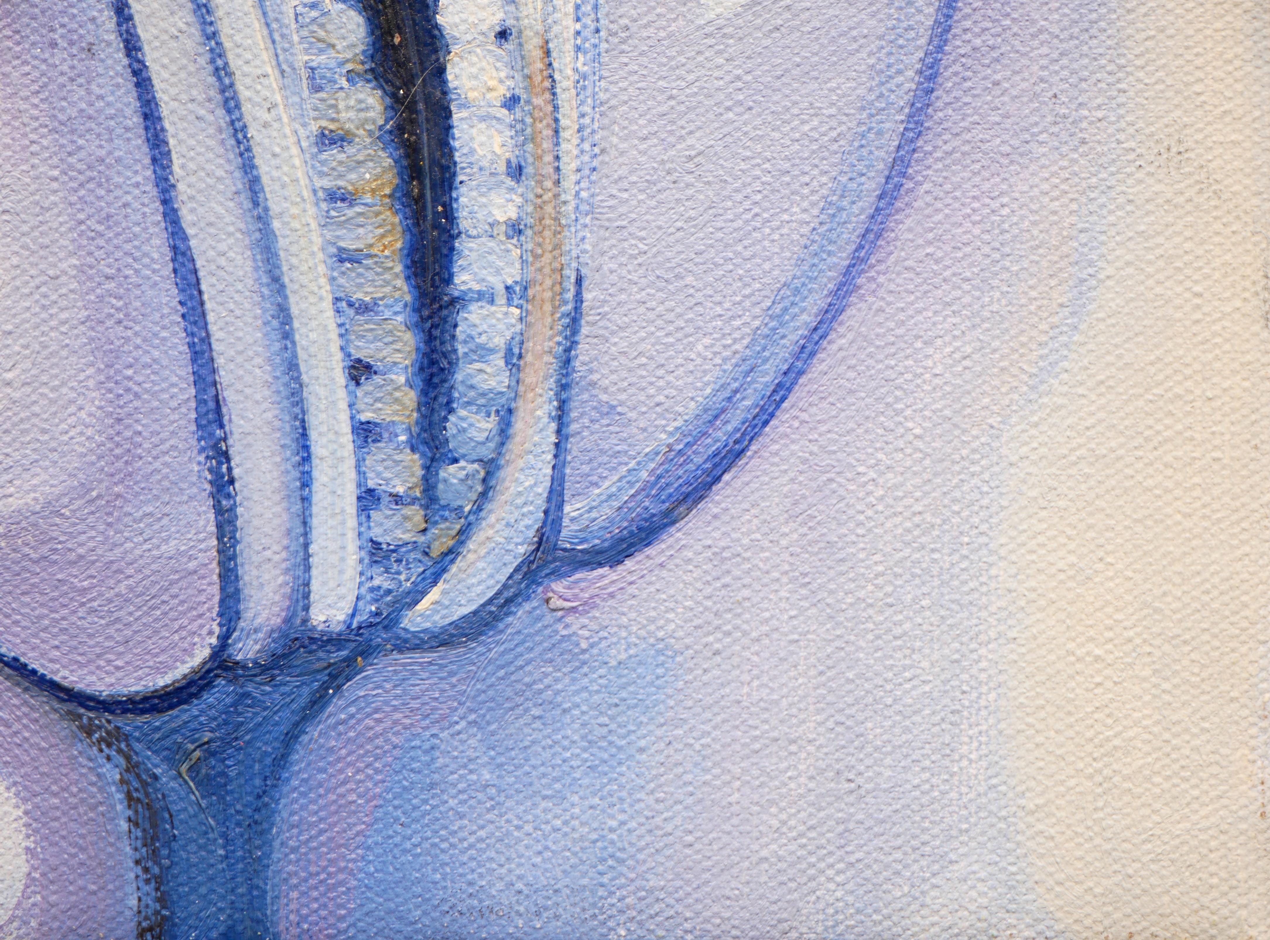 Peinture surréaliste aux tons pastel bleus réalisée par l'artiste Henry David Potwin. Cette œuvre présente une fermeture éclair agrandie et dézippée qui fait office de parties génitales d'une femme. Signé dans le coin inférieur gauche. Titré et daté