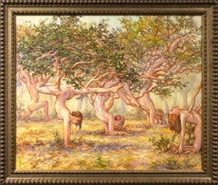 "Virgin Forest" Pastel Surrealist Forest Landscape with Figurative Trees