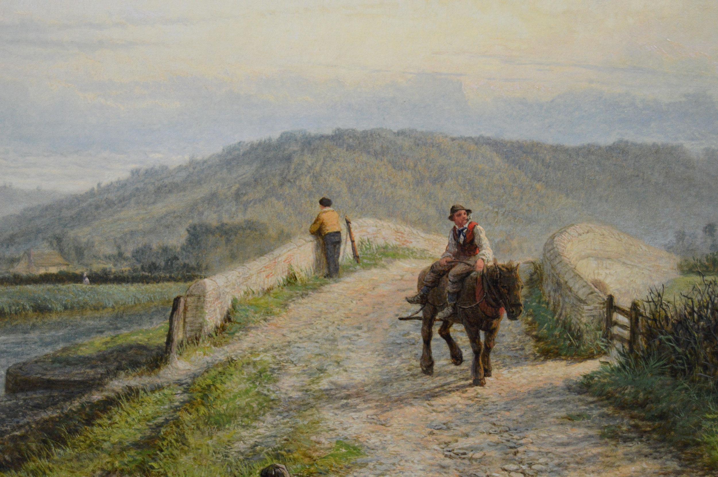 Henry Dawson
Británico, (1811-1878)
Colwich Hills desde el puente de Great Haywood
Óleo sobre lienzo, firmado y fechado en 1860
Tamaño de la imagen: 19,5 pulgadas x 29,5 pulgadas 
Tamaño incluyendo el marco: 27 pulgadas x 37 pulgadas

Un maravilloso