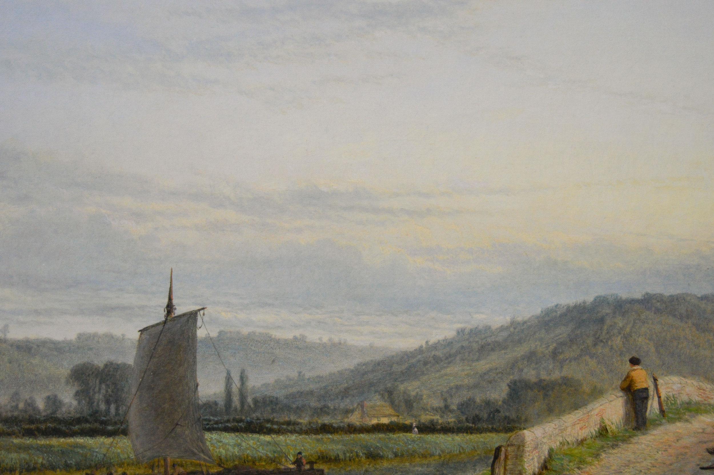 Pintura al óleo de paisaje fluvial del siglo XIX de Colwich Hills en venta 1