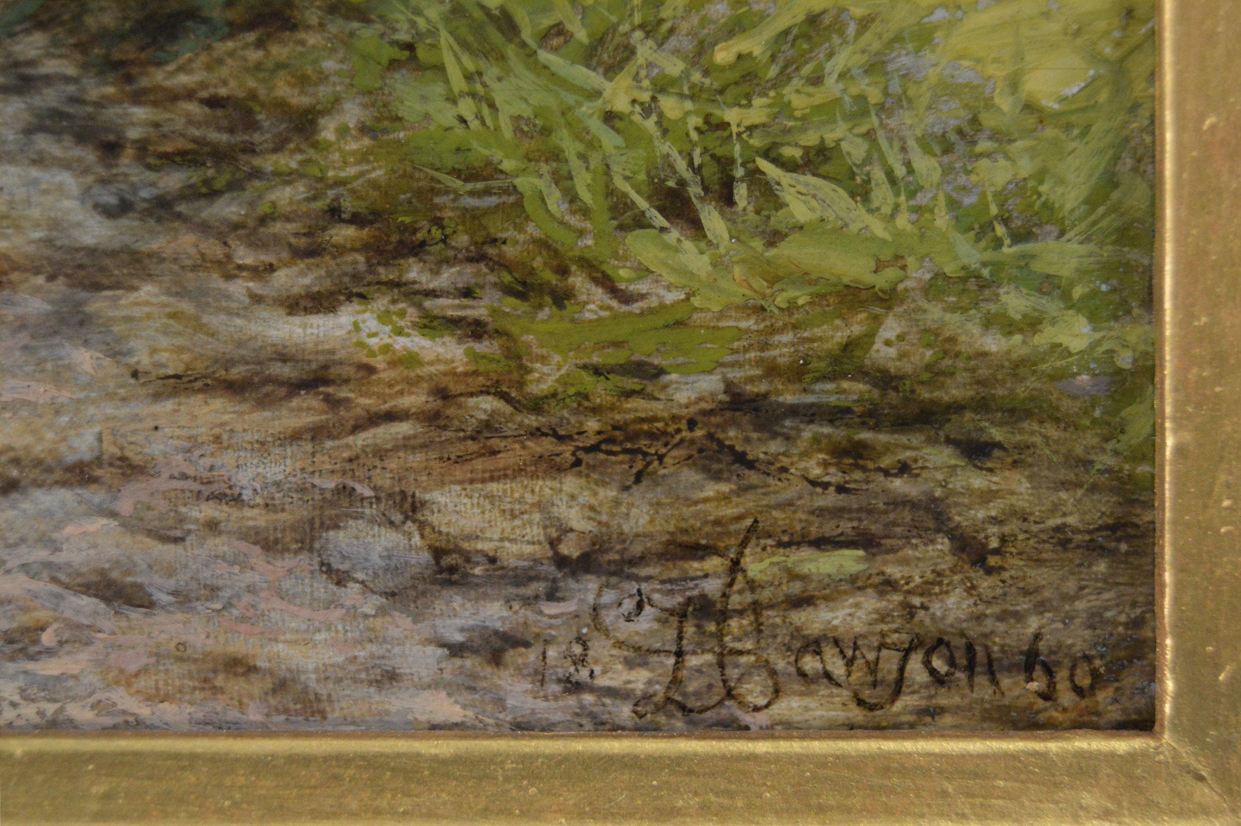Pintura al óleo de paisaje fluvial del siglo XIX de Colwich Hills en venta 3