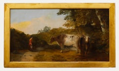 Henry Dawson (1811-1878)  - Framed Mid 19th Century Oil, Milkmaid with Two Cows
