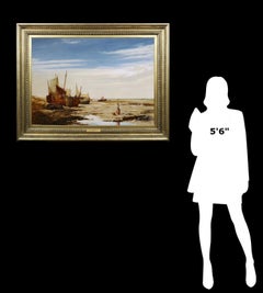 Mermaid Beach - Großes Ölgemälde von Meer und Landschaft an der englischen Küste aus dem 19.