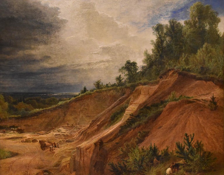 Oil Painting by Henry Dawson "Chertsey Quarry"  1811 -1878 Henry Dawson 'the story man of Nottingham' exhibited there and Liverpool begfore moving to London in 1850 and exhibiting widely. Sons Alfred and Henry both popular artists. Oil on