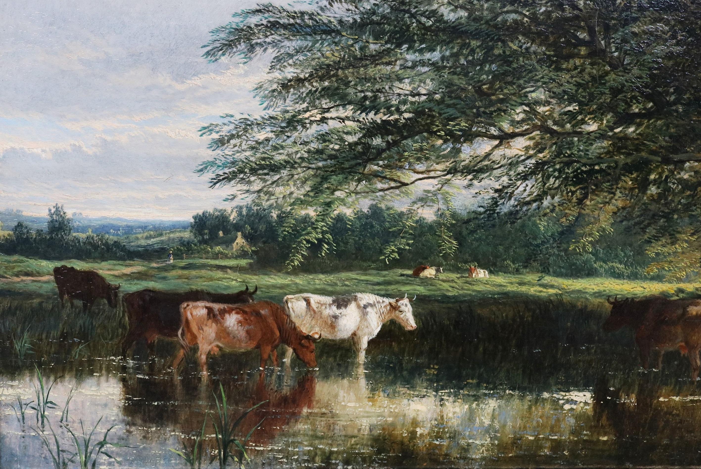 On the Ribble, Summertime - Large 19th Century English Landscape Oil Painting For Sale 3