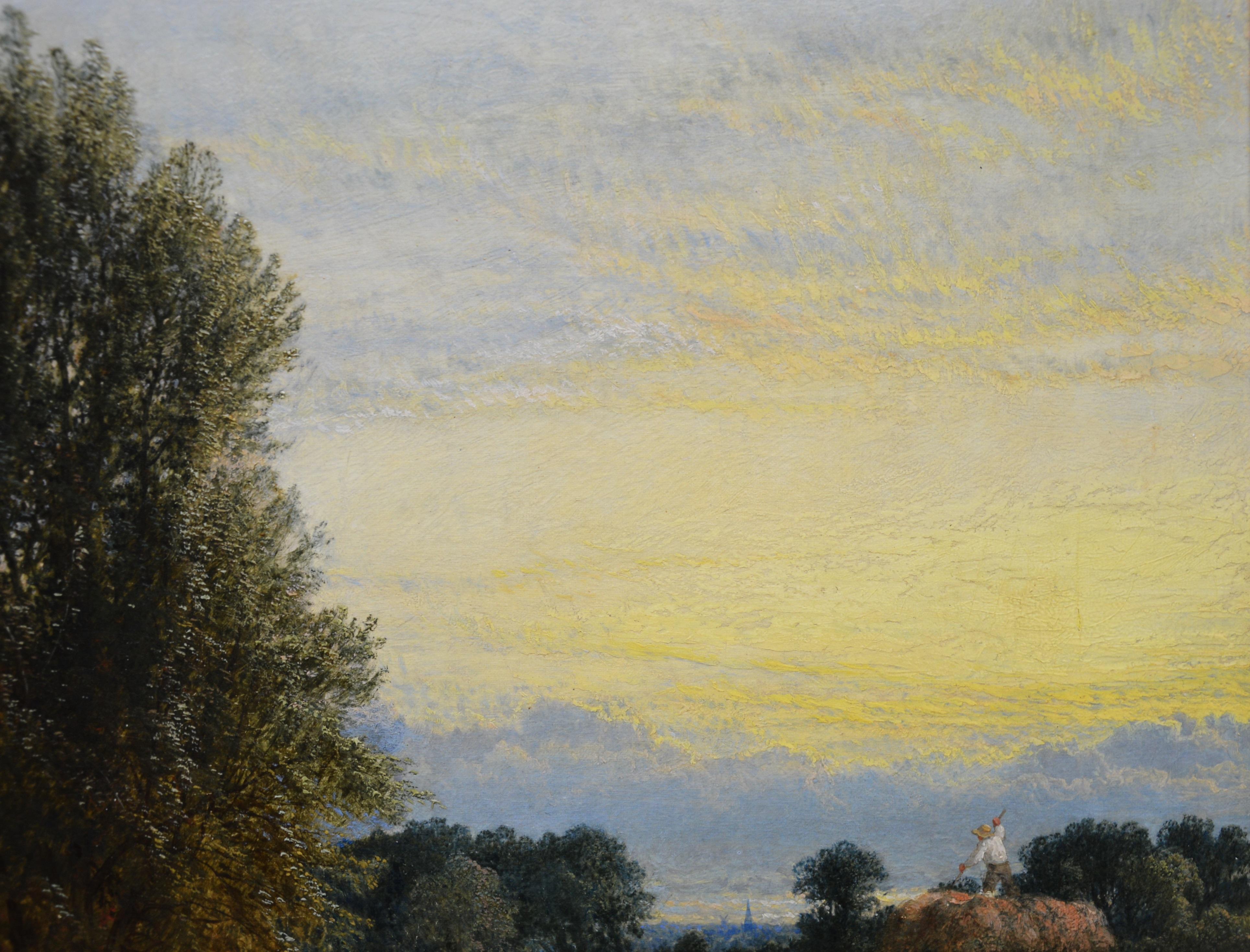 The Harvest - 19th Century English Summer Sunset Landscape Oil Painting 2
