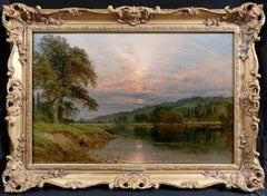 The Thames near Runnymede - 19th Century Exhibition Oil Painting River Landscape