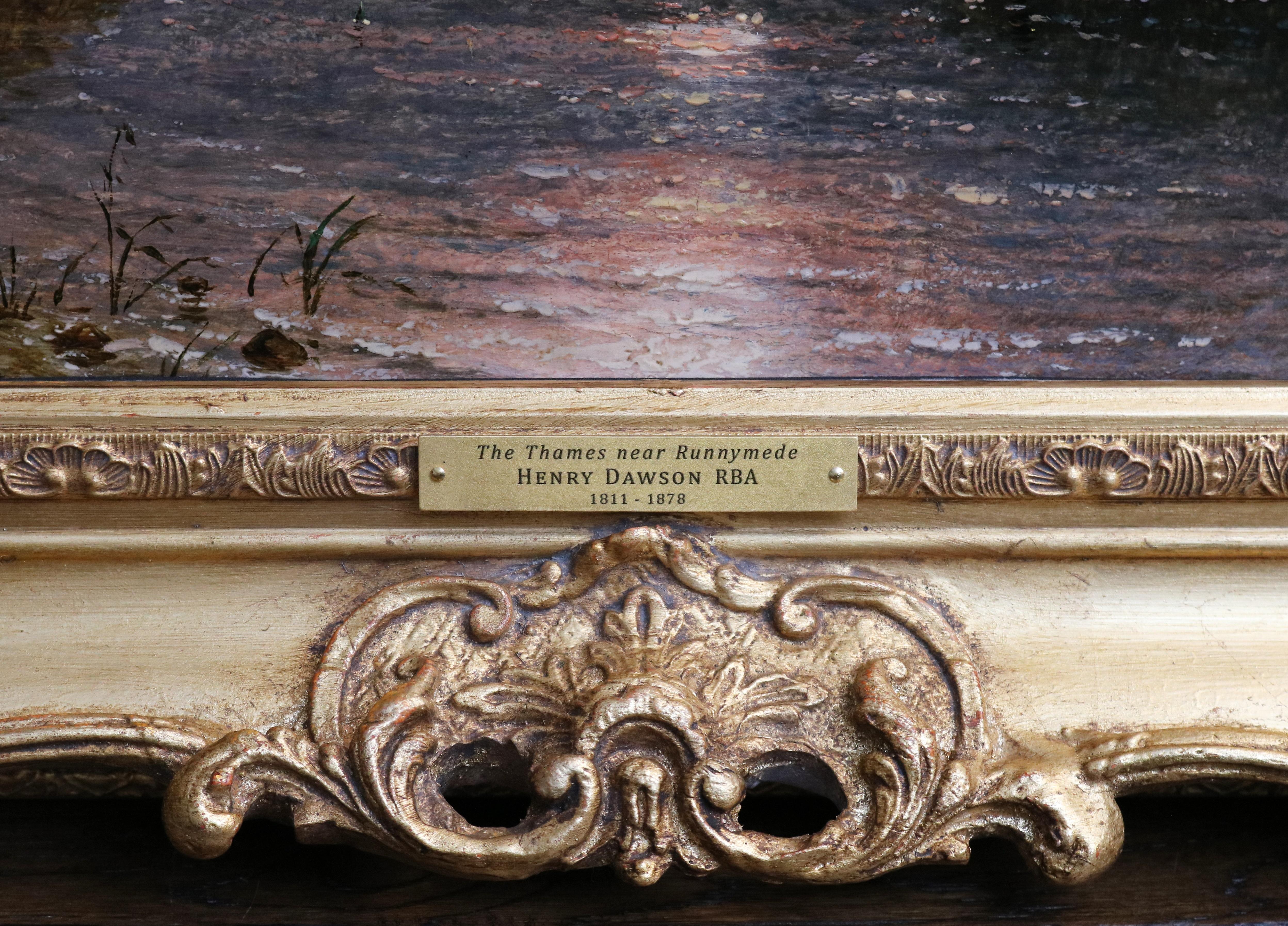 The Thames Nr. Runnymeade - Ausstellung Ölgemälde Flusslandschaft, 19. Jahrhundert im Angebot 7