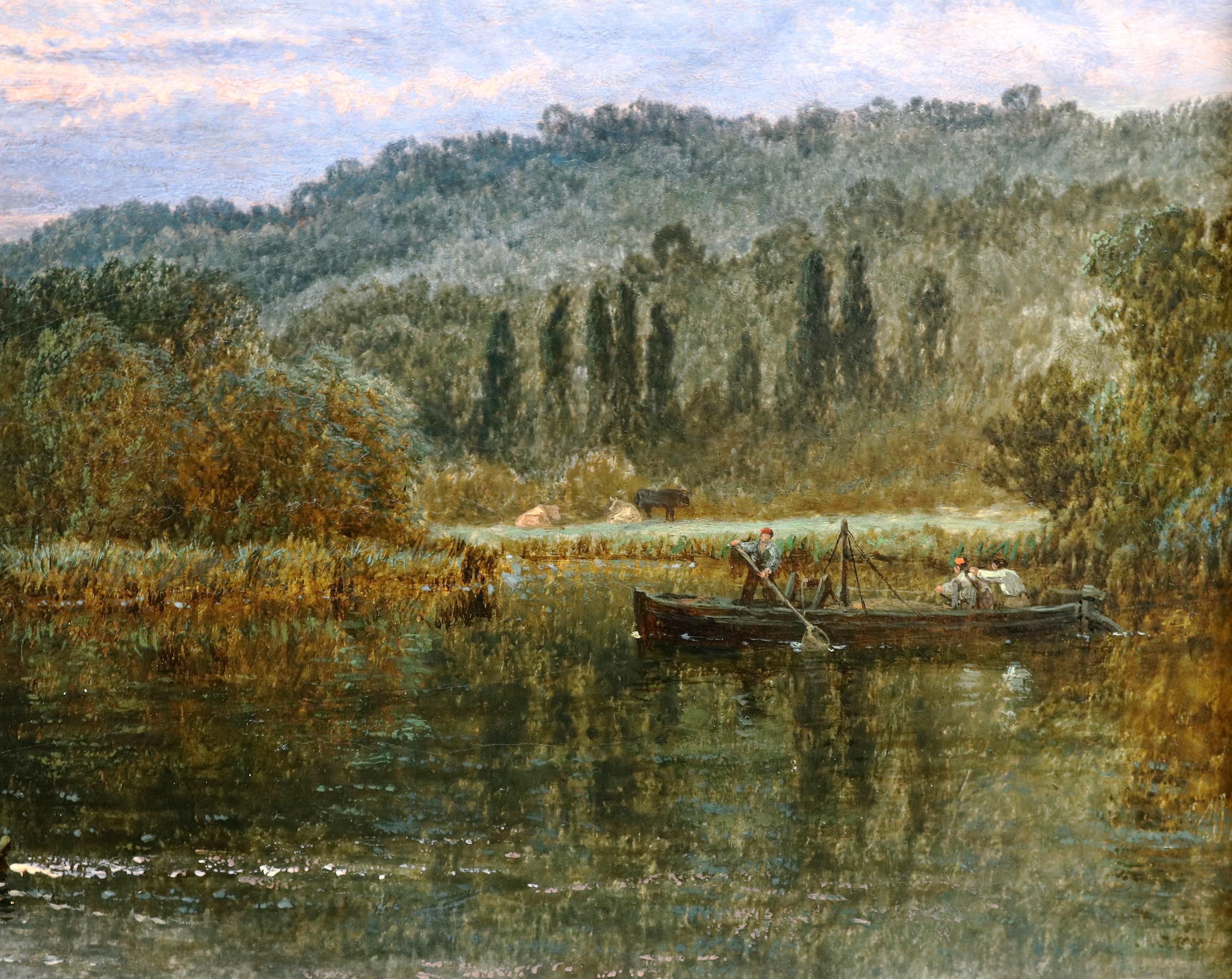 The Thames Nr. Runnymeade - Ausstellung Ölgemälde Flusslandschaft, 19. Jahrhundert im Angebot 4