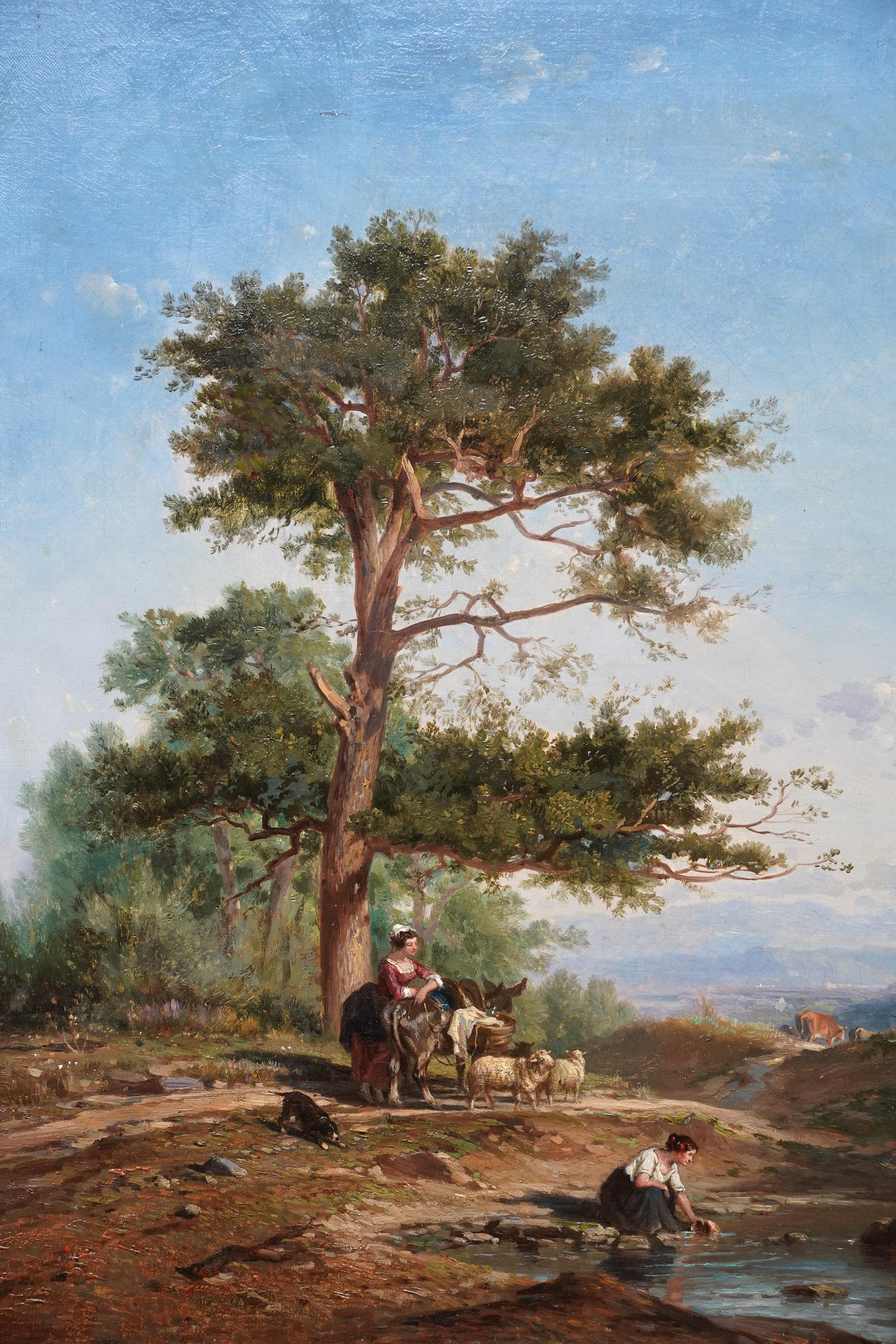 Ce charmant paysage victorien peint à l'huile est l'œuvre du célèbre artiste britannique Henry Dawson. Elle a été peinte vers 1850, à l'époque où Dawson travaillait à Londres, produisant certaines de ses meilleures œuvres et exposant régulièrement à