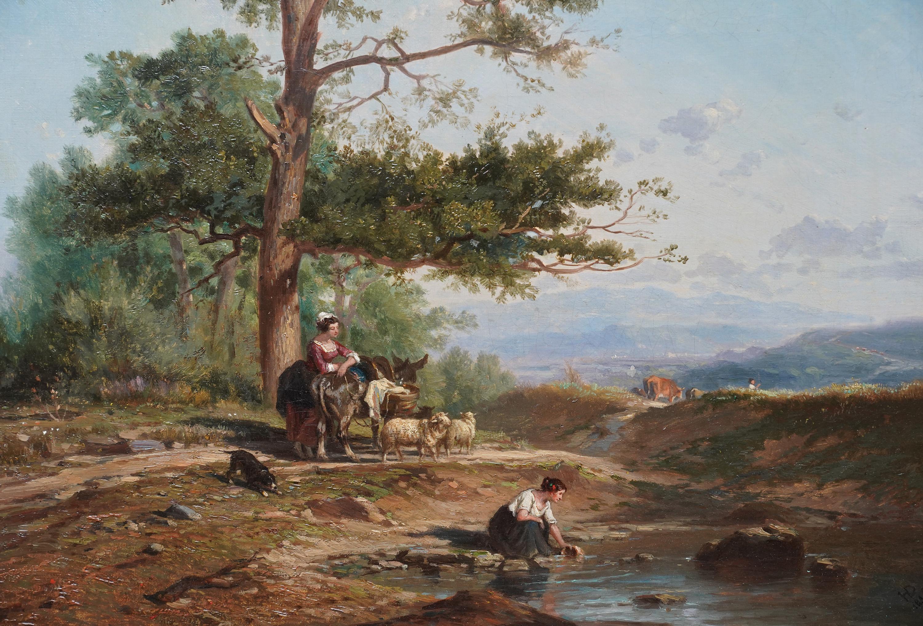 This charming Victorian landscape oil painting is by noted British artist Henry Dawson. It was painted circa 1850, when Dawson was working in London, producing some of his best works and exhibiting regularly at the Royal Academy and British