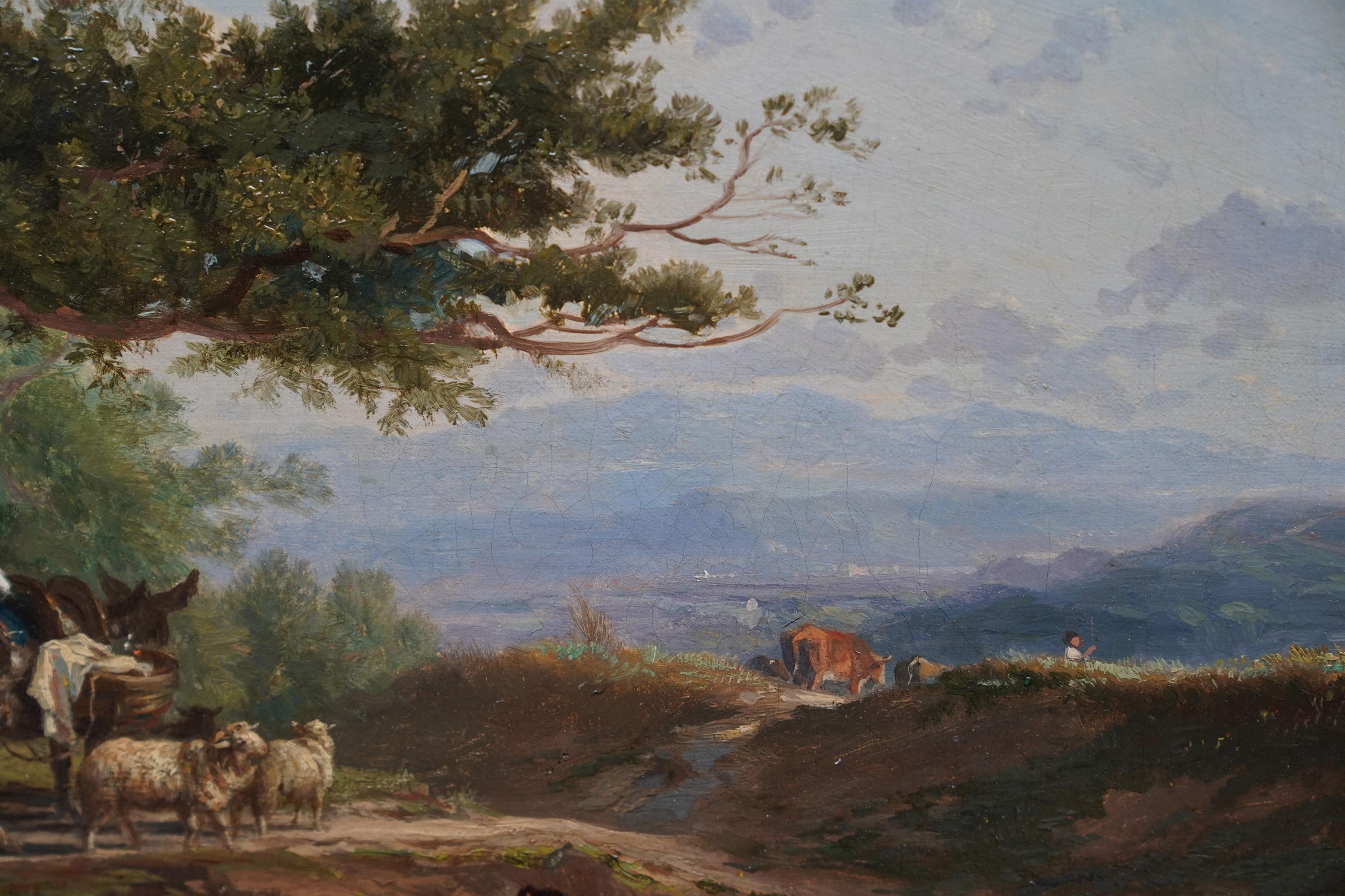 Women in a Landscape - British Victorian art figurative landscape oil painting For Sale 1