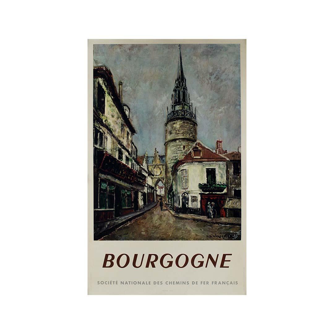 1949 original travel poster by Henry De Waroquier for SNCF to Bourgogne For Sale 2
