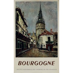 Affiche de voyage originale d'Henry De Waroquier pour la SNCF au Bourgogne, 1949
