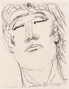 Henry de Waroquier (1881-1970) - Aguafuerte enmarcado de 1946, Cabeza