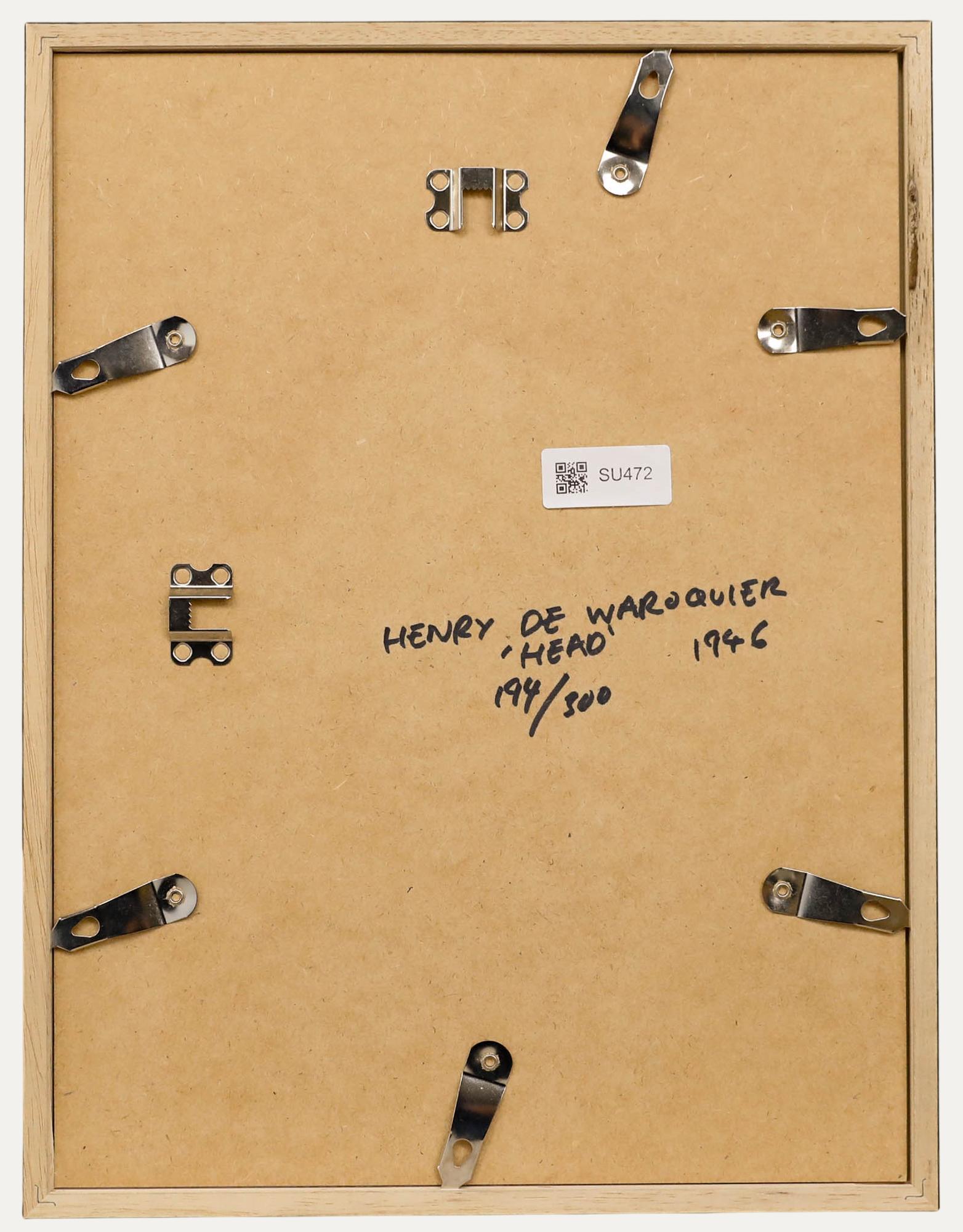 Henry De Waroquier (1881-1970) - Framed 1946 Etching, Head - Beige Portrait Print by Henry de Waroquier