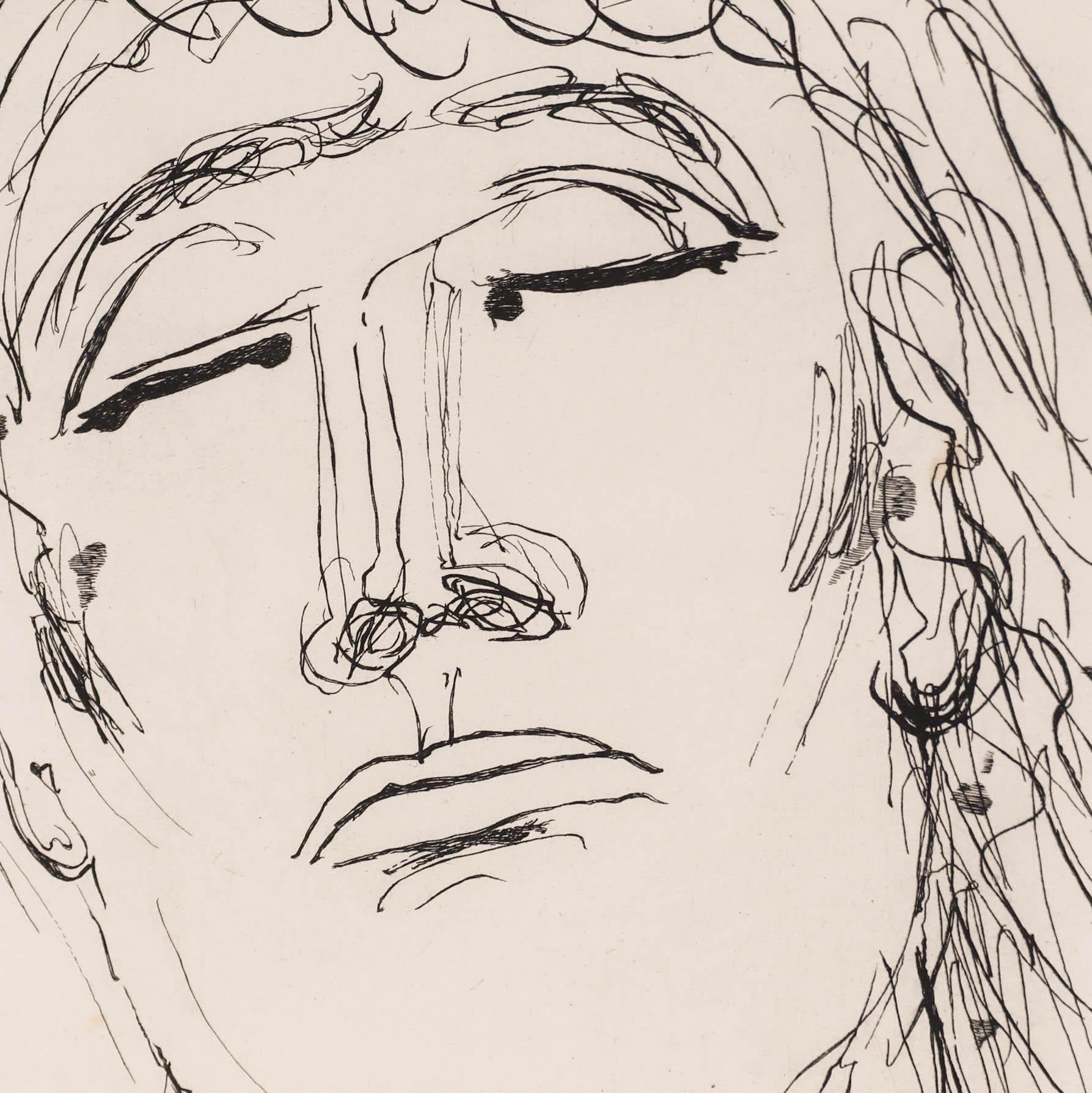 Henry De Waroquier (1881-1970) Head, etching on paper. Numbered 194/300. Signed in plate to the lower left. Mounted in a contemporary black frame with inscriptions verso. Image size: 27.5 x 21.5cm.