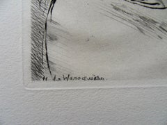 Portrait d'un rêveur - eau-forte originale, 1943