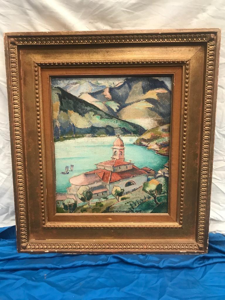 Rare Cubist style oil on canvas painted by Henry de Waroquier in 1912, it represents the lake of Come and the village of Corenno Plinio in Italy.
Dated and signed at the bottom of the painting.

Henry de Waroquier (1881-1970) is a French painter,
