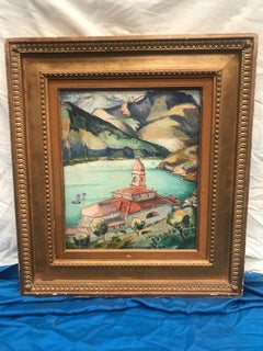 Henry De Waroquier Signed Cubist Painting "le lac de Come", Italy, 1912