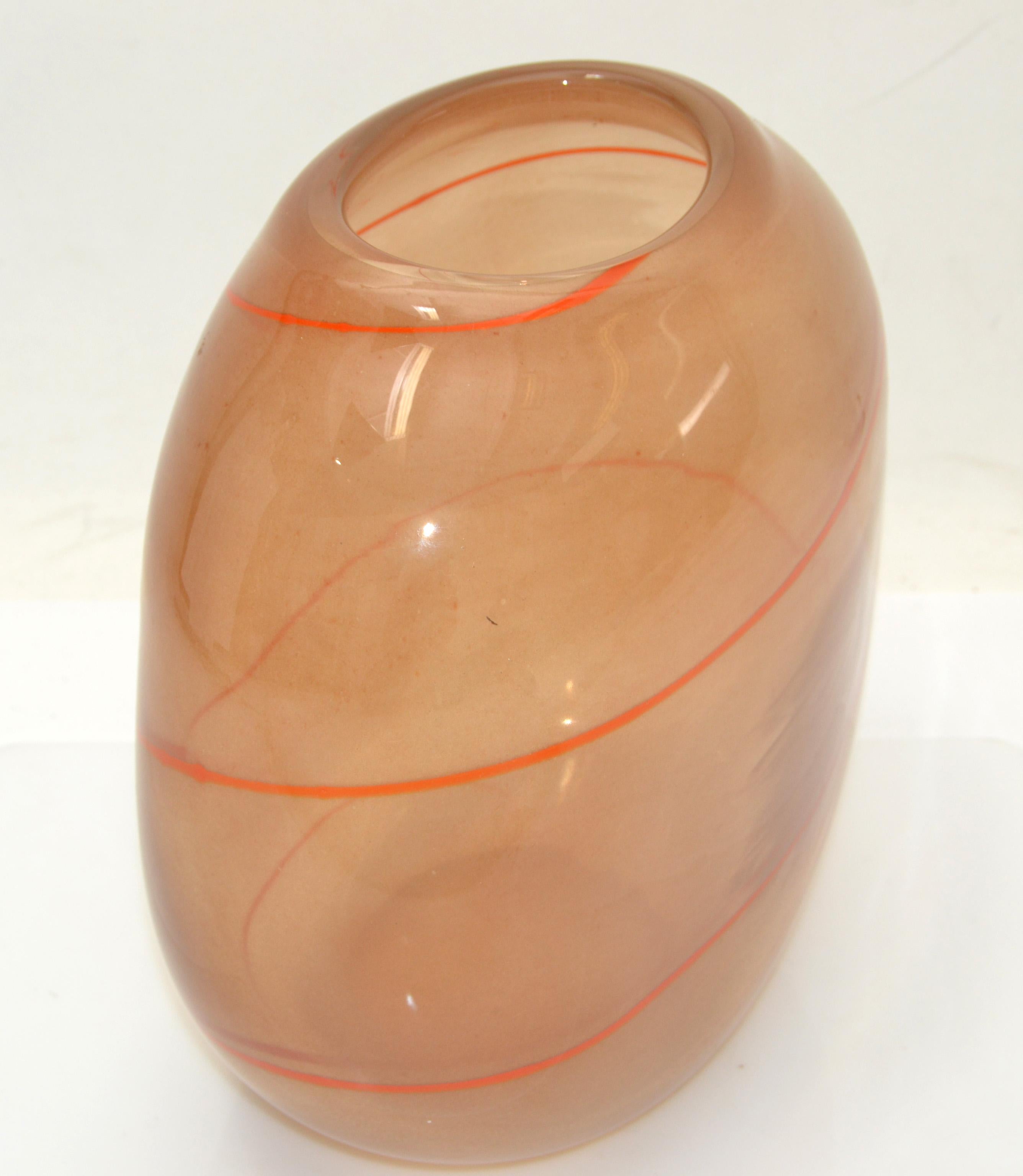 Henry Dean Belgium Blown Mid-Century Modern Striking Blown Glass Vase, Bowl 1980 For Sale 1